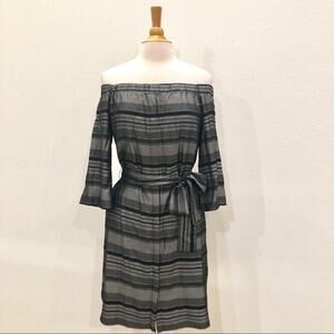Bailey 44 Off Shoulder Stripe Dress S Silver Black